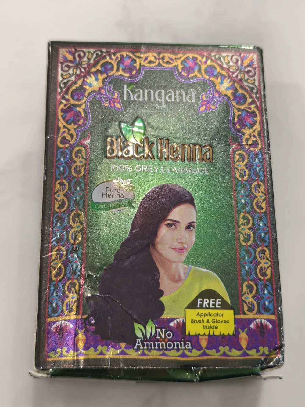 Kangana Black Henna Powder with Amla & Aloe Vera, Grey Coverage, 6 Pouches